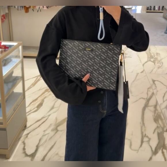 Versace La Greca monogramLeather Clutch Bag Black and Gray - Picture 6 of 6